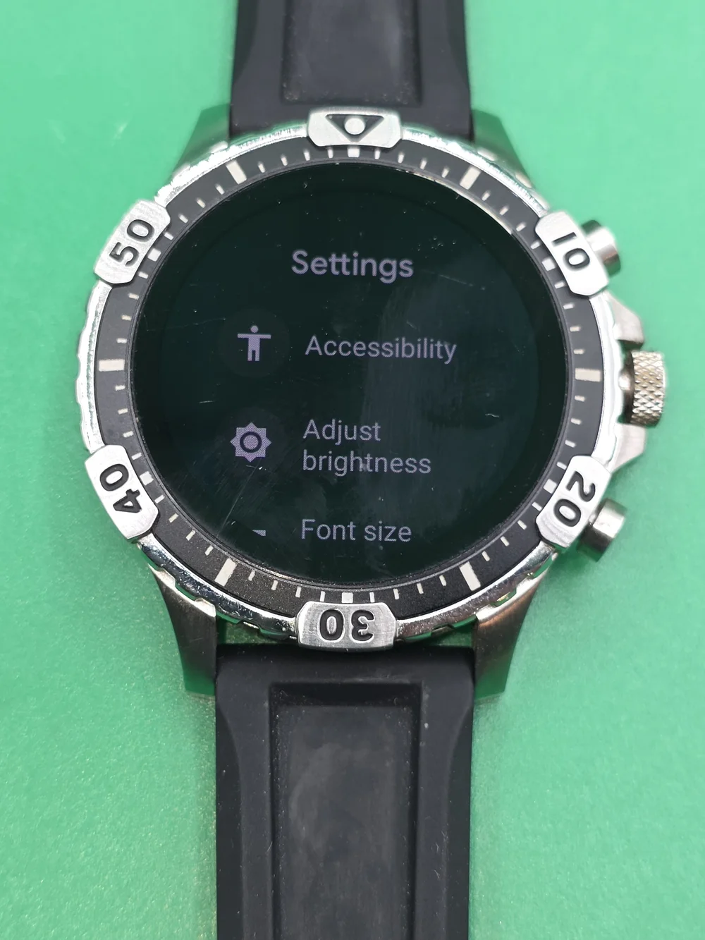 Fossil Gen 5 Garrett HR smartwatch with a black silicone strap